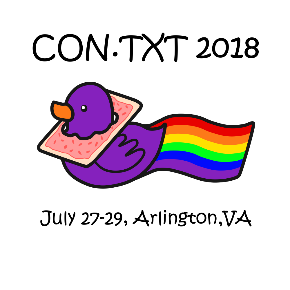 image on white background of nyanduck logo and dates of con.txt 2018